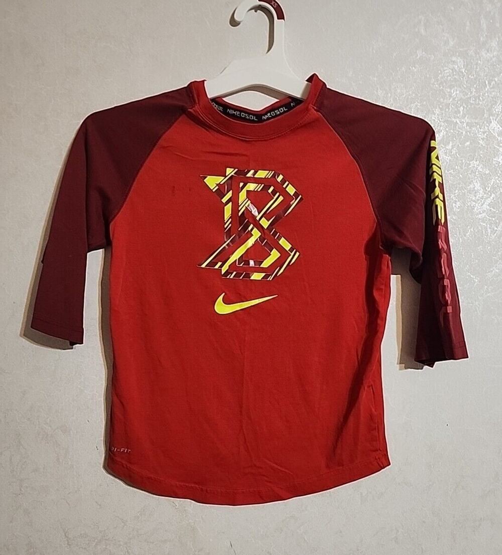 Nike BSBL Boys 3/4 Sleeve Dri-Fit Tee sz Small Red